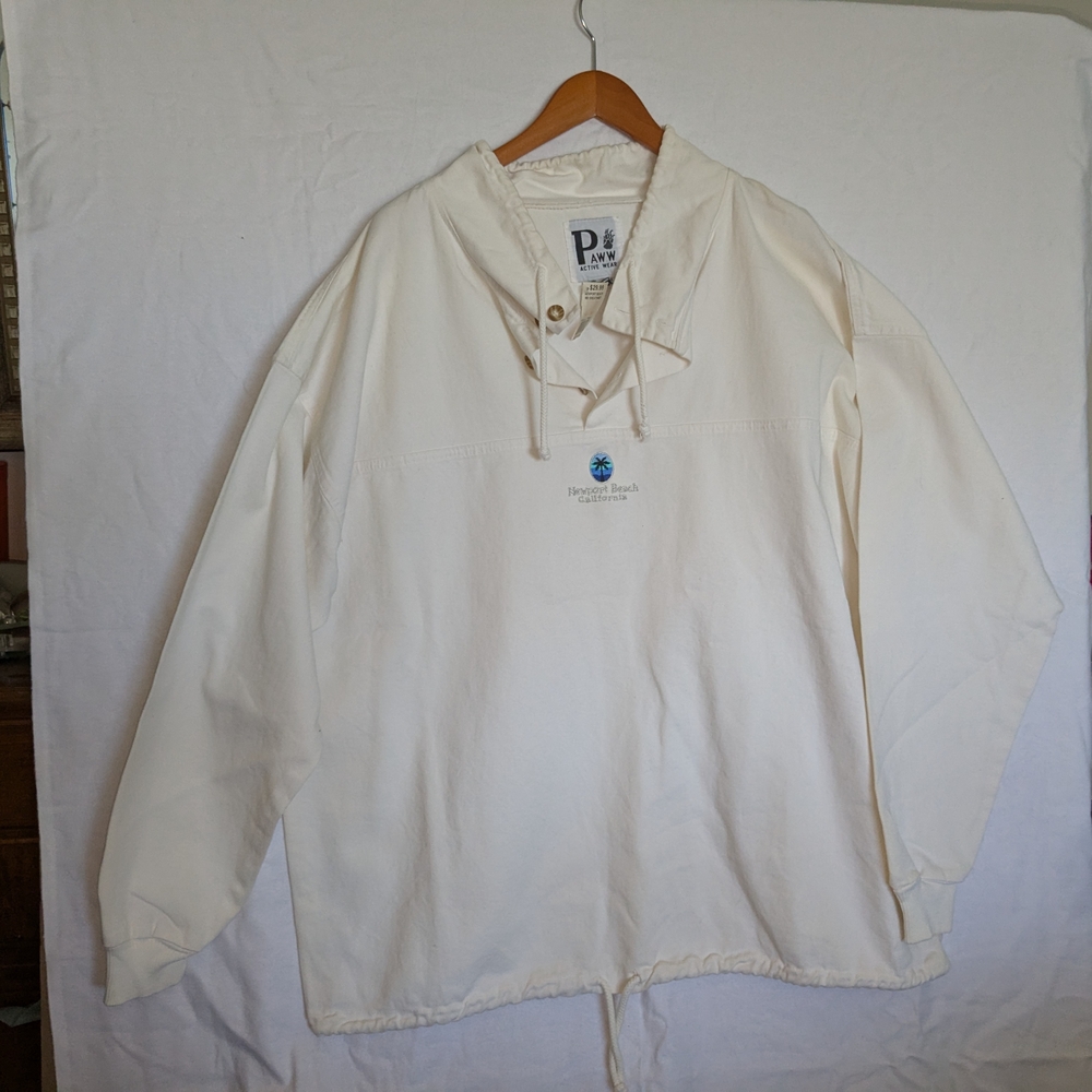 PAWW Active Wear Ivory Hooded Pullover with Embroidered Logo